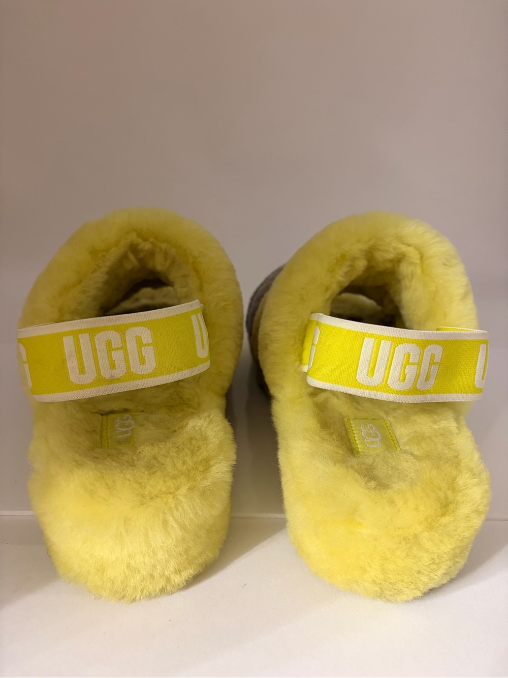 UGG Bright Yellow Plush Slide Sandals